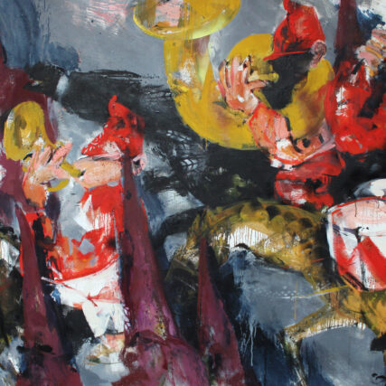 Semana Santa "Musik zu Pferd", Öl/Lwd. 1991, 220 x 150